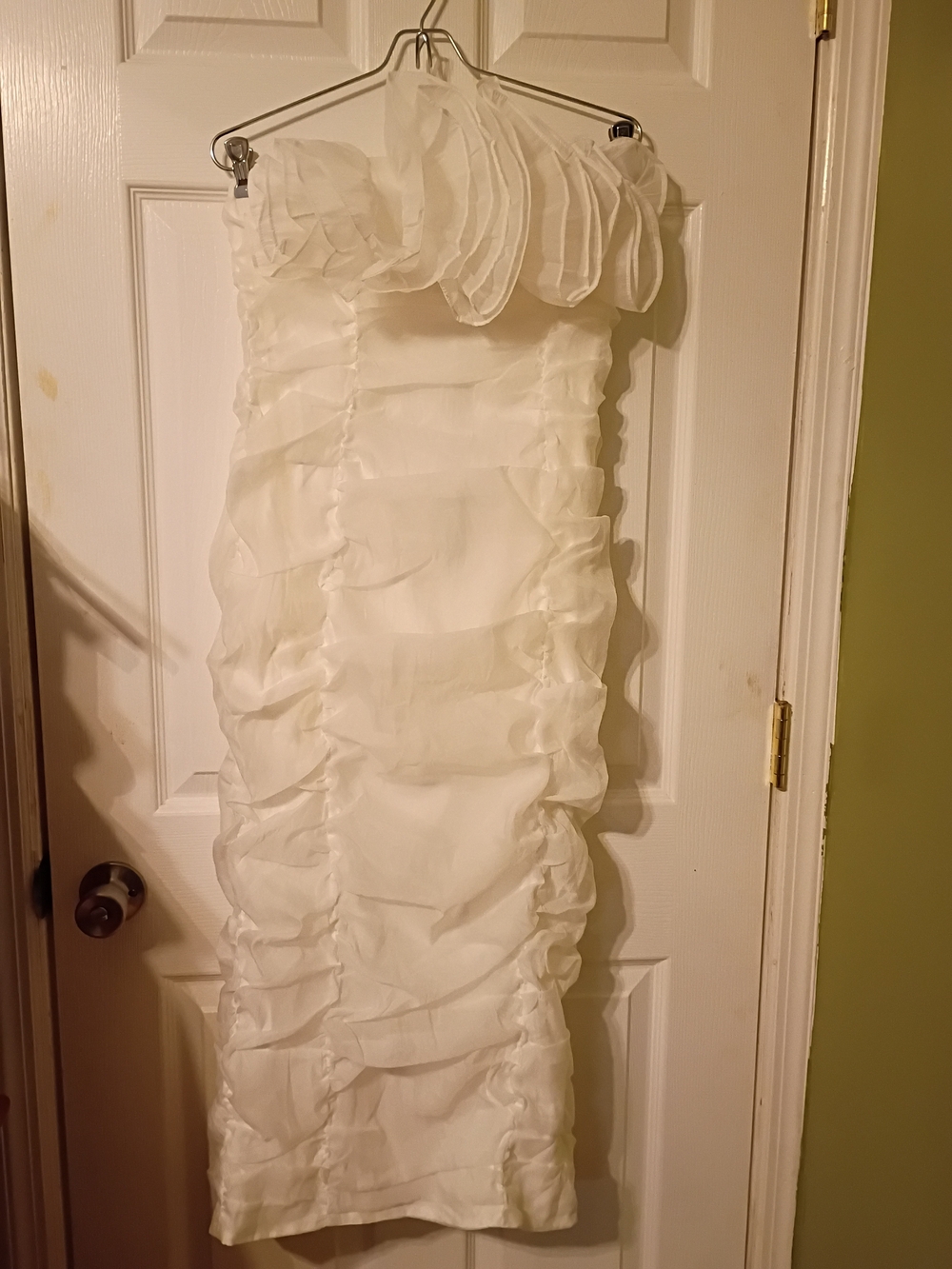 Fashion Nova White Strapless Ruffle Bodycon Dress